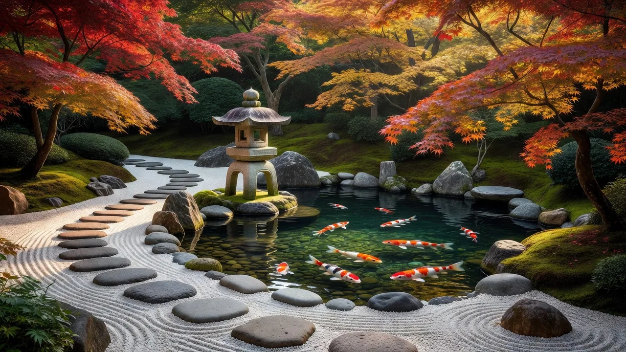 日本庭園の苔と石